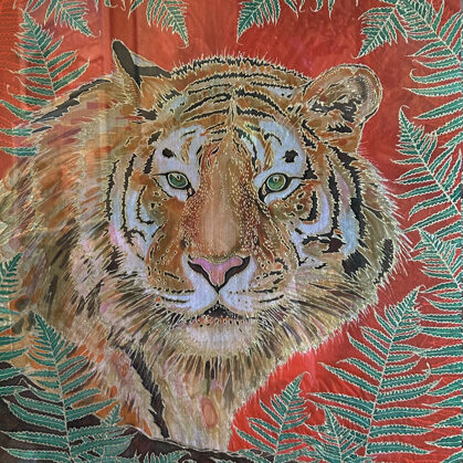AMUR TIGER silk painting 70x55 cm