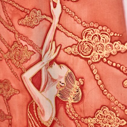 PINK POLIGNAC DREAMS silk painting 65x59 cm